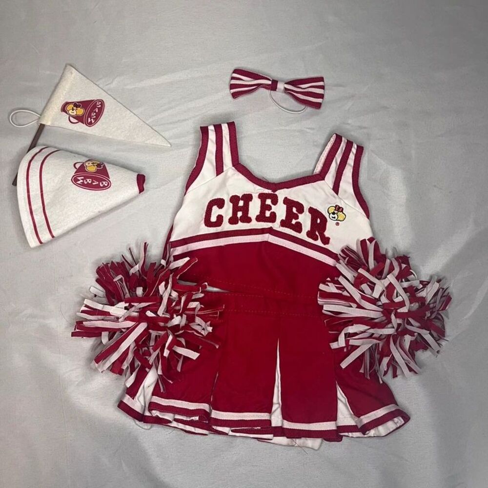 Build-A-Bear Cheerleader Outfit Set – Skirt, Top, Pom-Poms, Bow, Megaphone